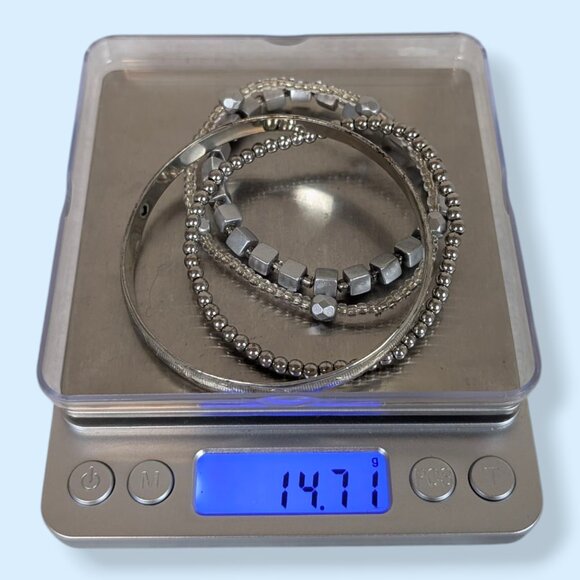 Set of 4 Silver Tone Bracelets - Picture 5 of 5